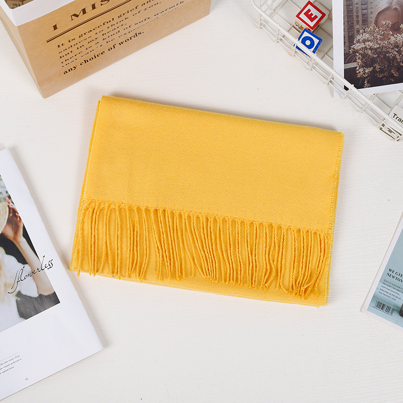 K335 Autumn and winter new solid color imitation cashmere scarf female winter advanced sense student all-match warm male scarf shawl wholesale