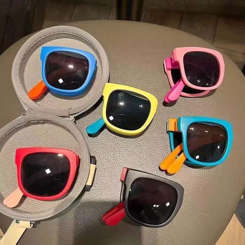 Aodun Kids Shades Multi Colors Uv Protection Portable Sunglasses Plastic Flexible Summer Beach Folding Sun Glasses
