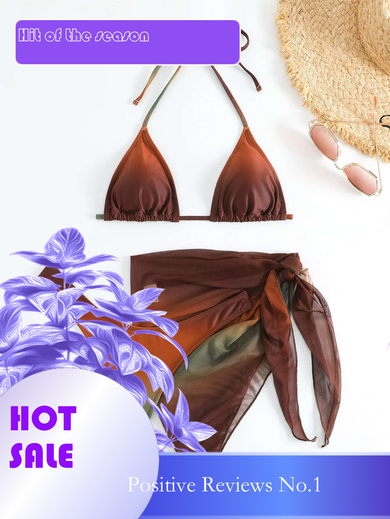 Dongdumaoyi Sexy Brown Gradient Bikini Swimwear Women Halter Push Up Bra Mesh Skirt Piece Swimsuit Bathing Suit Cover Bikinis Sets