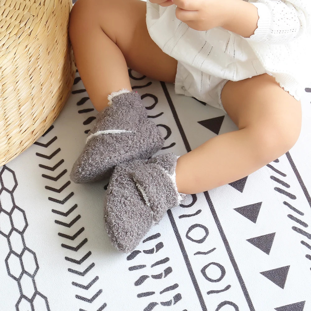 Infant Baby Boy Girl Cozy Fleece Bootie born Stay On Slipper Winter Warm Gripper Non-Slip Crib Shoes 251107 - view 4