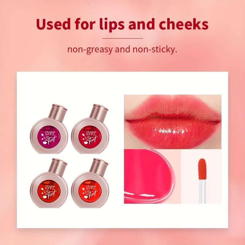 4 Colors Fruity Water Tint Set Highly Pigmented Lip Gloss Waterproof Non-Sticky Longlasting Women Lips Cosmetics Bulk