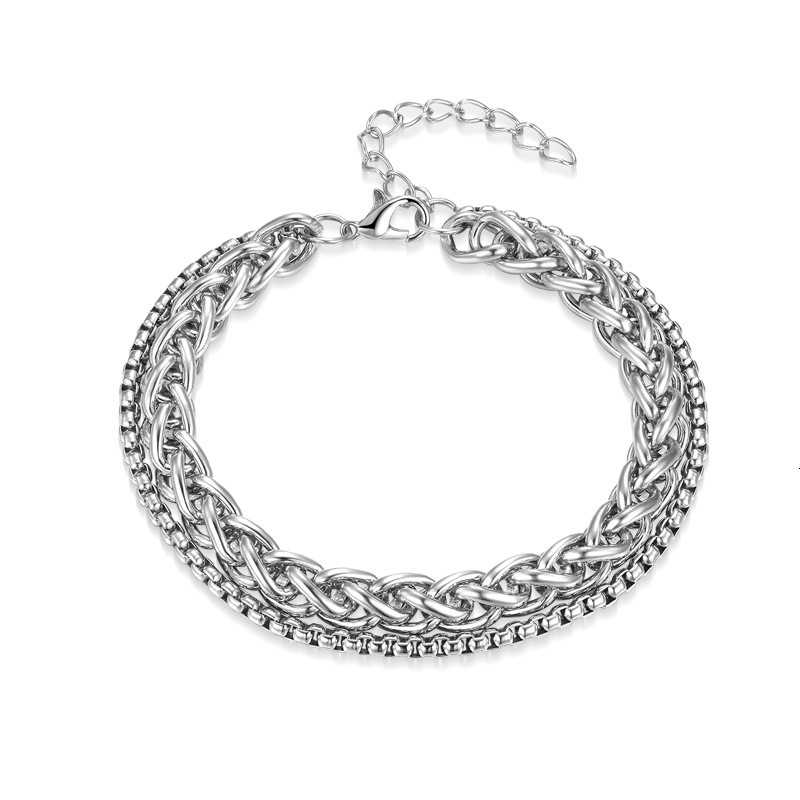 Double layer stainless steel men's women's universal keel bracelet, non fading and versatile high-end bracelet