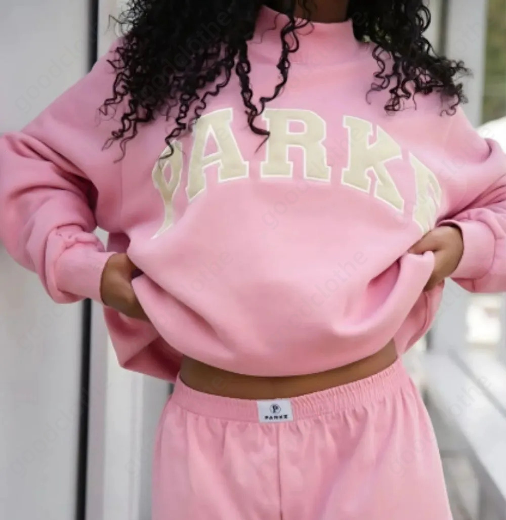 Parke Womens Autumn Loose Fit Letter Print Hoodie Parke Sweatshirt 100% Cotton Long Sleeve Pullover Hooded Top Daily Casual Parke Sweatshirt Womens 8be