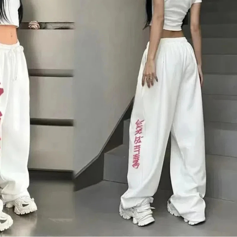 Street Dance Hip Hop Womens Sports Pants High Waist Letter Printing Y2K Trouser Summer Collection Retro 250407