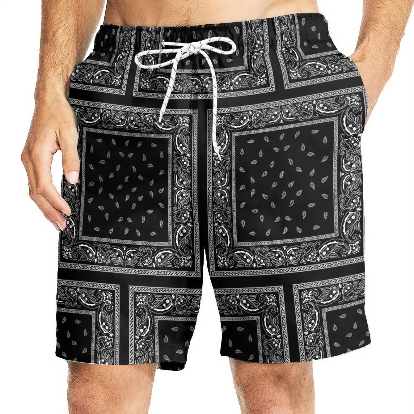 Hawaiian beach shorts Paisley Bandana 3D printed mens summer vacation luggage casual surfboard shorts swimsuit childrens clothingXJ250407