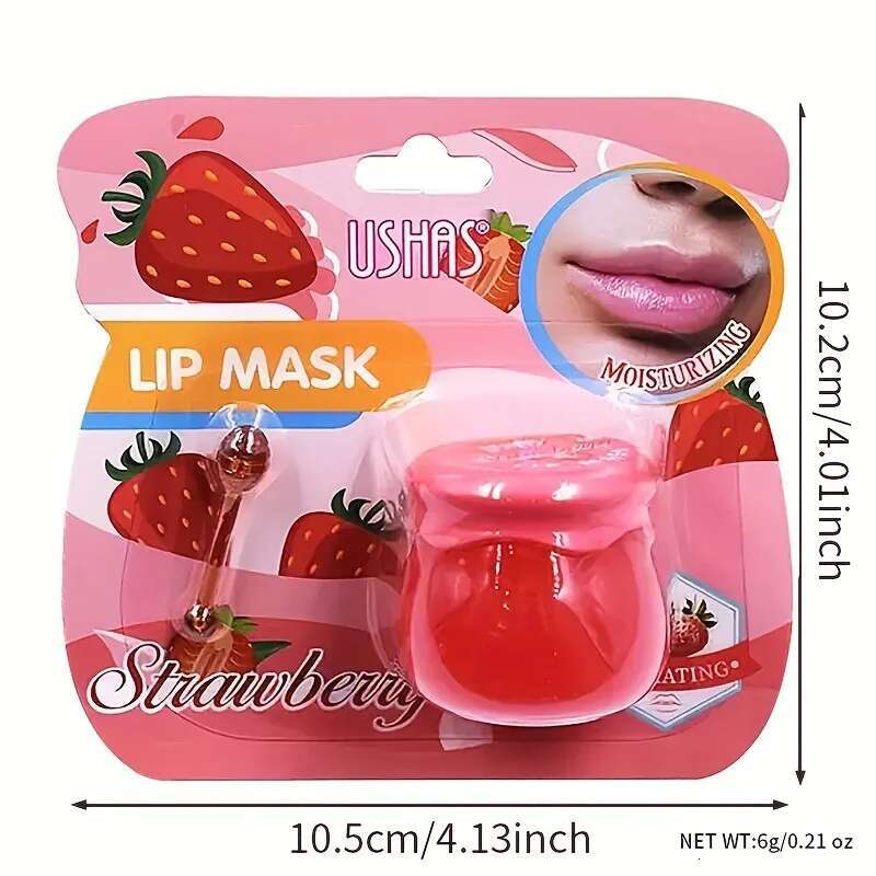 1Pc Strawberry Flavor Mask Jelly Treatment Transparent Moisturizing Hydrating Sleep Lip Repair Lips Care Wholesale