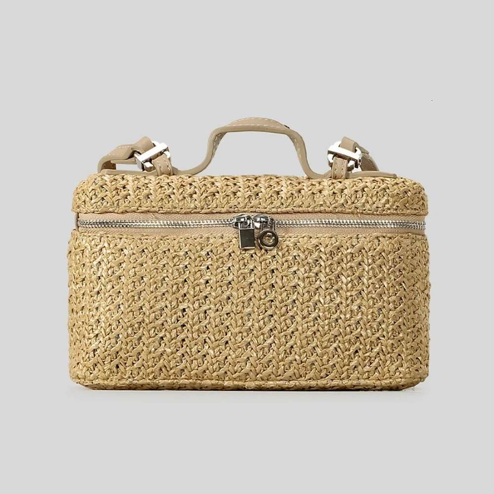 Summer Ins New Handmade Woven Shoulder Women's Box Square Minimalist Handbag Adult Girls Vacation Beach Bag Female