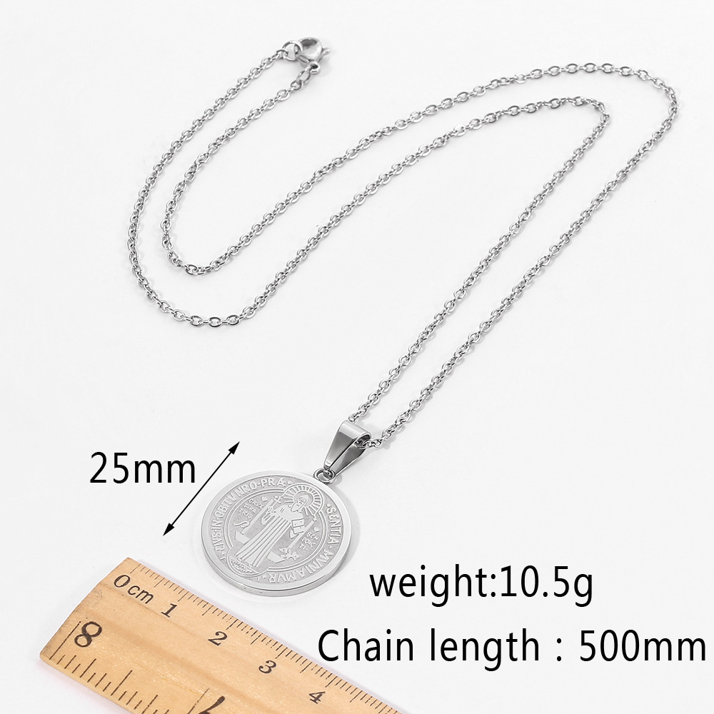 Benedict's Exorcist Saint Stainless Steel Pendant Personalized God Round Brand Trendy Necklace
