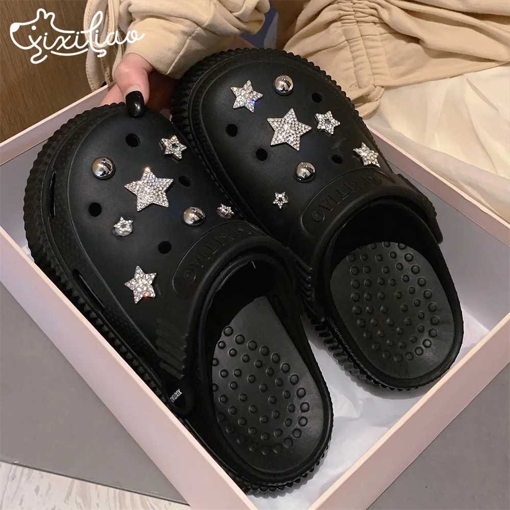 New Arrival Fashionable womens thick soled hole slide sandals trend beach shoes summer Eva comfortable and fashionable sole outdoor thick sole T250407