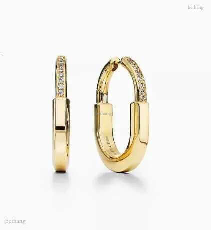 Stud 2025 high-quality boutique classic hollow luxury fashion pure silver s925 brand design lock series womens earrings J250217 3CX2BCFMF