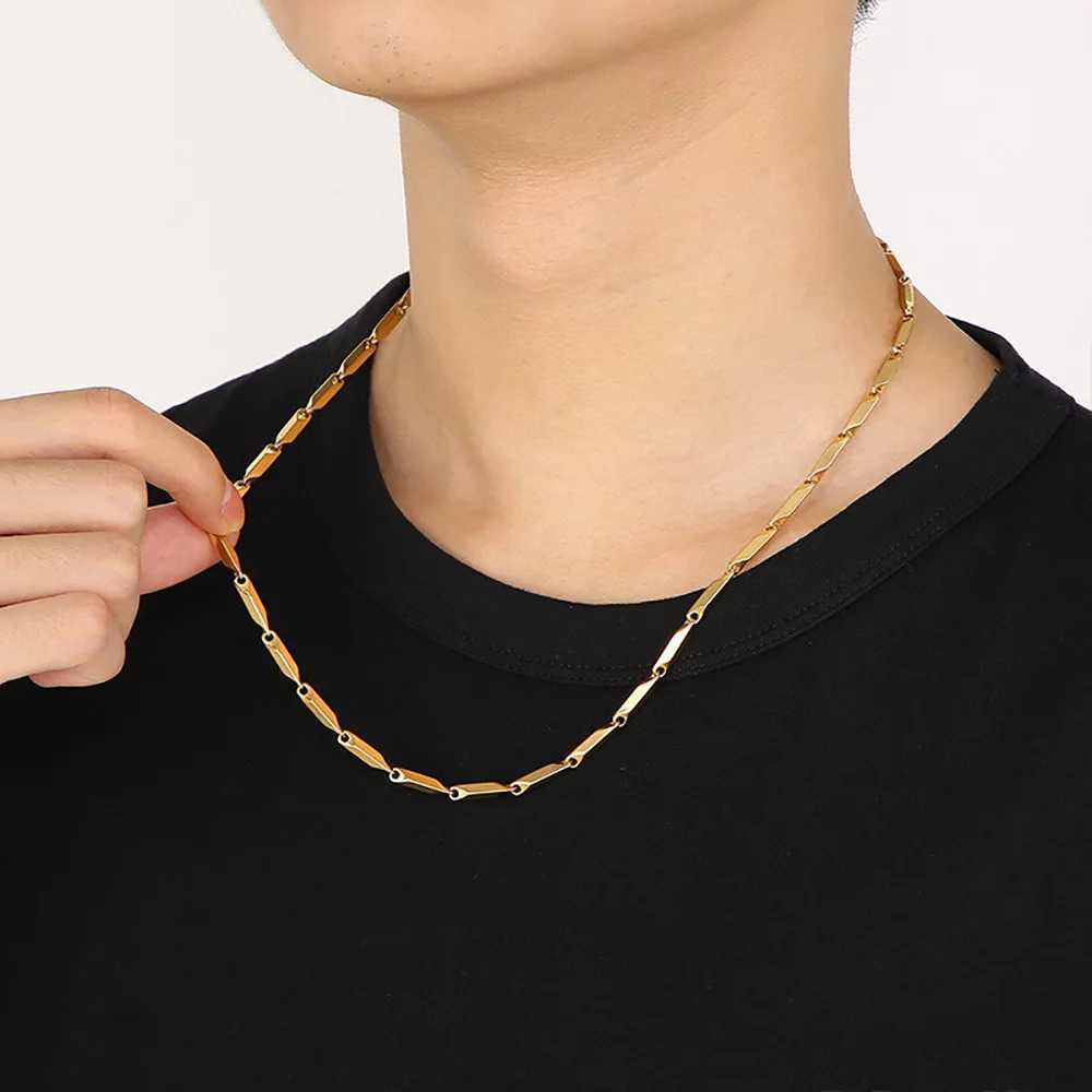 Gold stainless steel 3mm irregular chain bracelet necklace womens fashion party wedding jewelry set gift Y250408