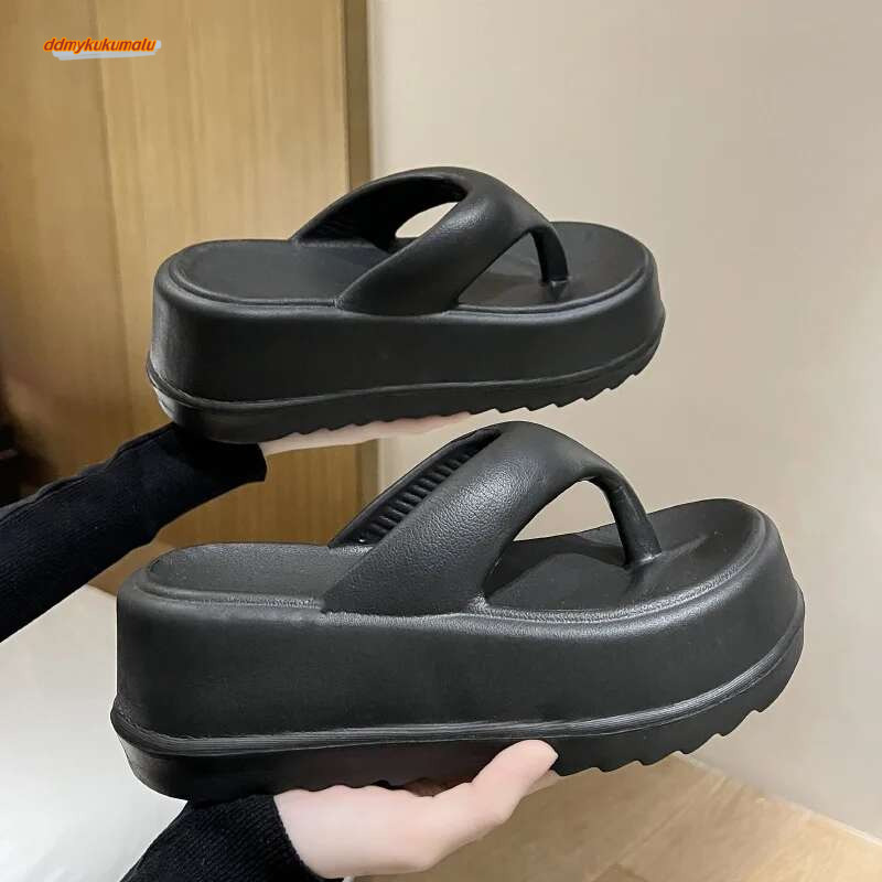 Kidmi Platform Flip-ps EVA Heels Sandals For Women Fashion Beach Slides Outdoor Soft Heel Cloud Slippers ddmykukumalu