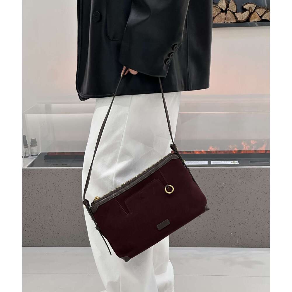 Luxury Bag Designer Niche Women's Vagabond Bag Suede Underarm Shoulder Bag Leather Envelope Dumpling Tote