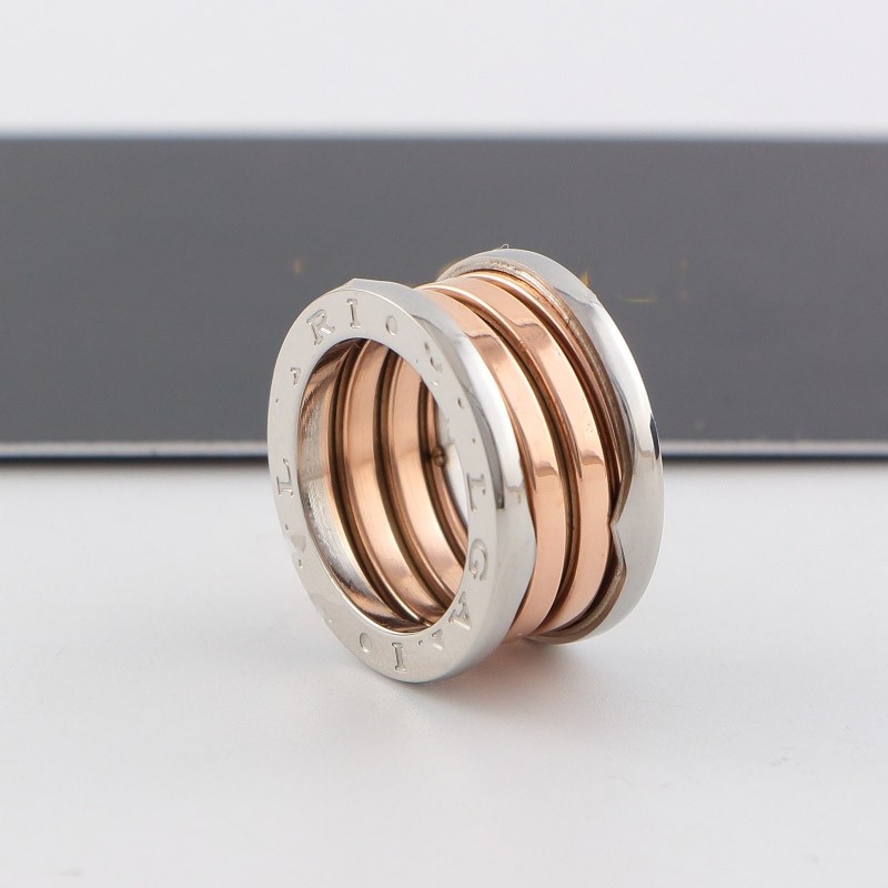 1cm Tri two color Spring logo engrave designer girls woman man boys B rings 18K Gold Silver Rose 316L Stainless Steel branded Rings wedding Jewelry 6 7 8 9 10 husband gift