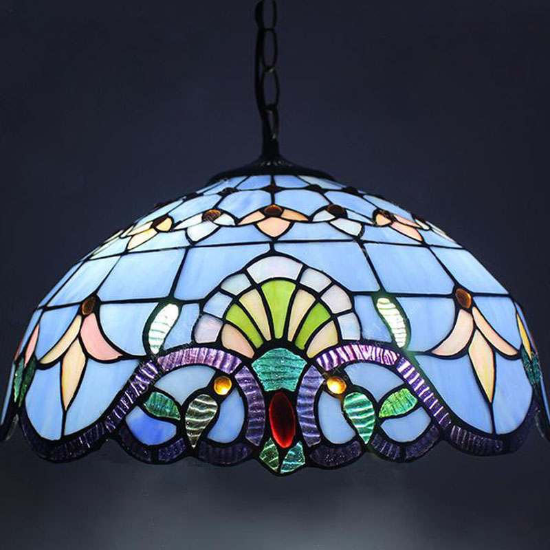 Mediterranean Tiffany Stained Glass Pendant Lights Vintage Hanging Lamp for Dining Room Kitchen Light Fixtures Home Art Decor