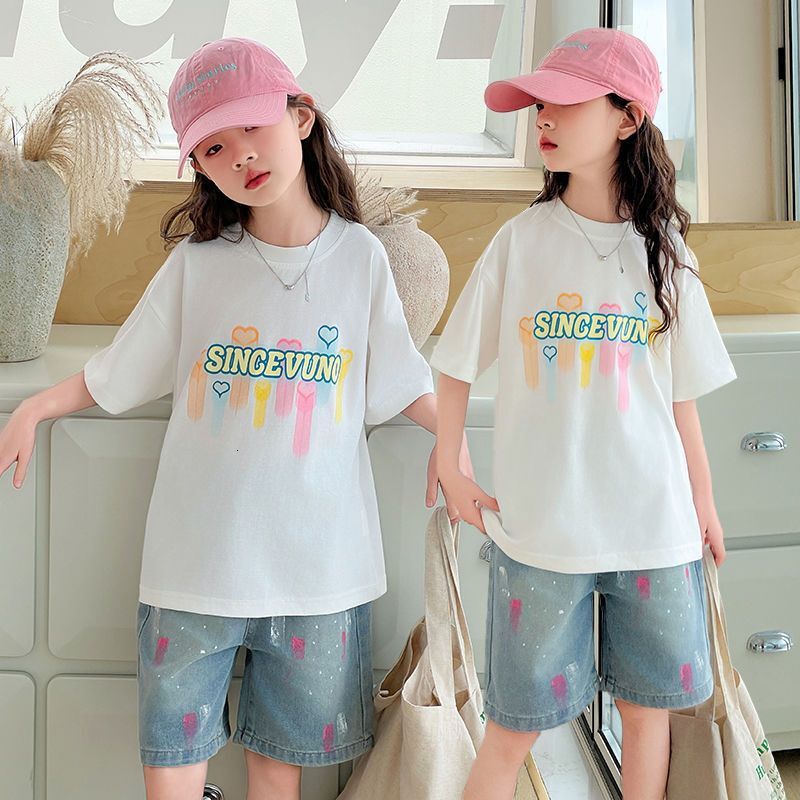Ddmyshoesvip Fashionable Girls Short Sleeved T Shirt Women S Summer New Style Big Korean Version Children S Loose Casual Sweet And Cool Printed Top Tr