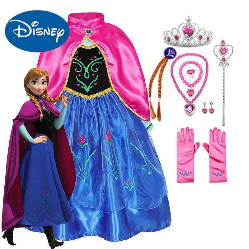 Disney Anna Dress with Cape for Kids Girl Carnival Princess Disguise Frozen Party Clothing Girls Hallloween Anna Gown Prom Dress X250408