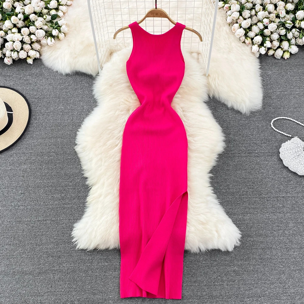 YuooMuoo Womens Dress Sexy Wrap Hips Double sided Detachable One piece Long Dress Fashion Knot Knitted Body Party Dress Womens 250402
