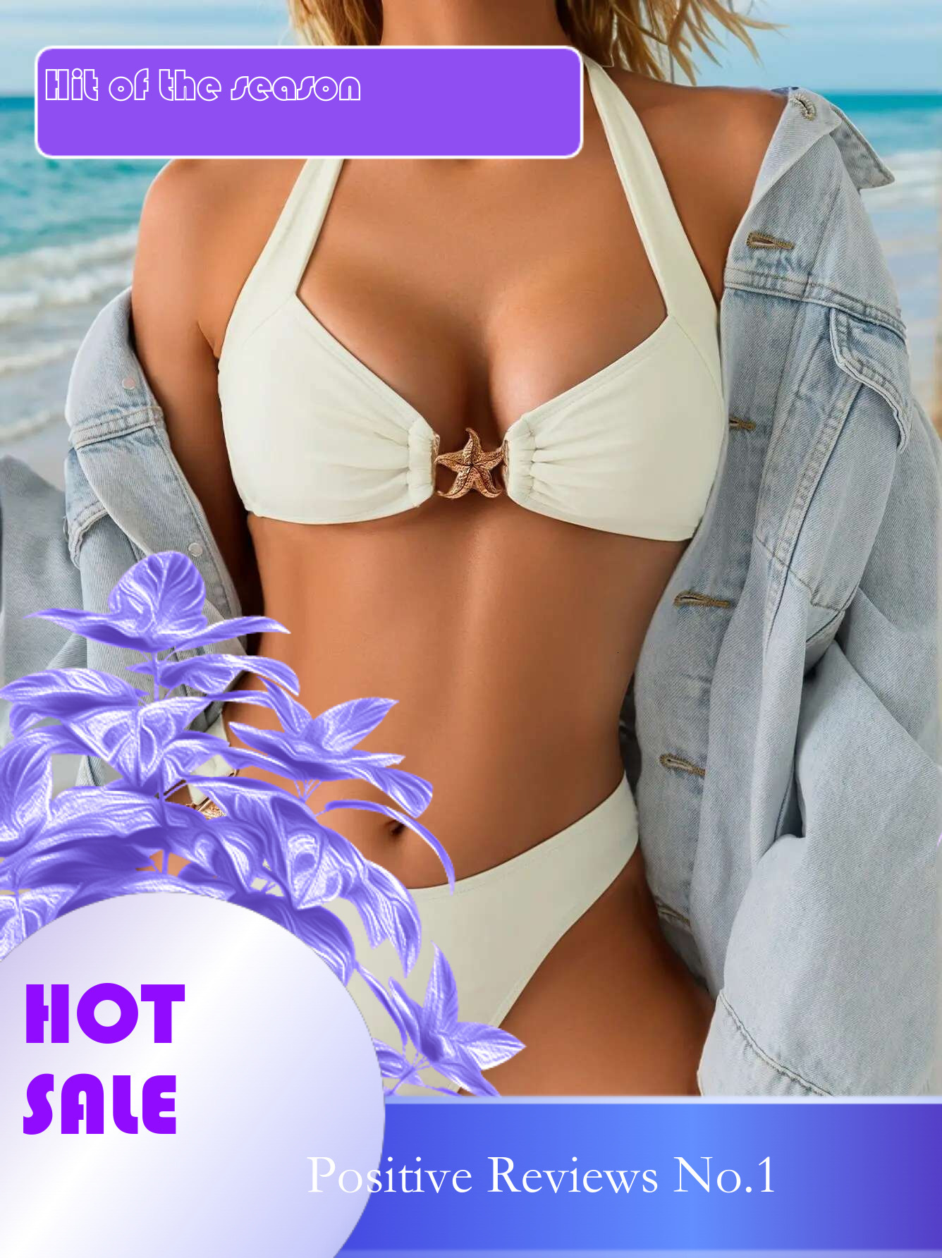 Dongdumaoyi Sexy Starfish Designer Bikini Set Women White Push Up High Waist Swimsuit Beach Cut Out Bathing Suit Two Piece Swimwear