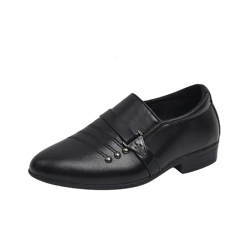 Childrens Leather Shoes for Boys Toddler Kids Party Wedding Formal Performance Shoes School All-match Black White Loafers Shoes 250407