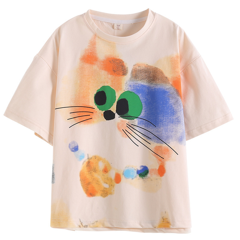 Ddmyshoesvip Girls Short Sleeved T Shirt New Big Style Western Style Cartoon Top Children S Korean Version Fashionable Summer Outfit