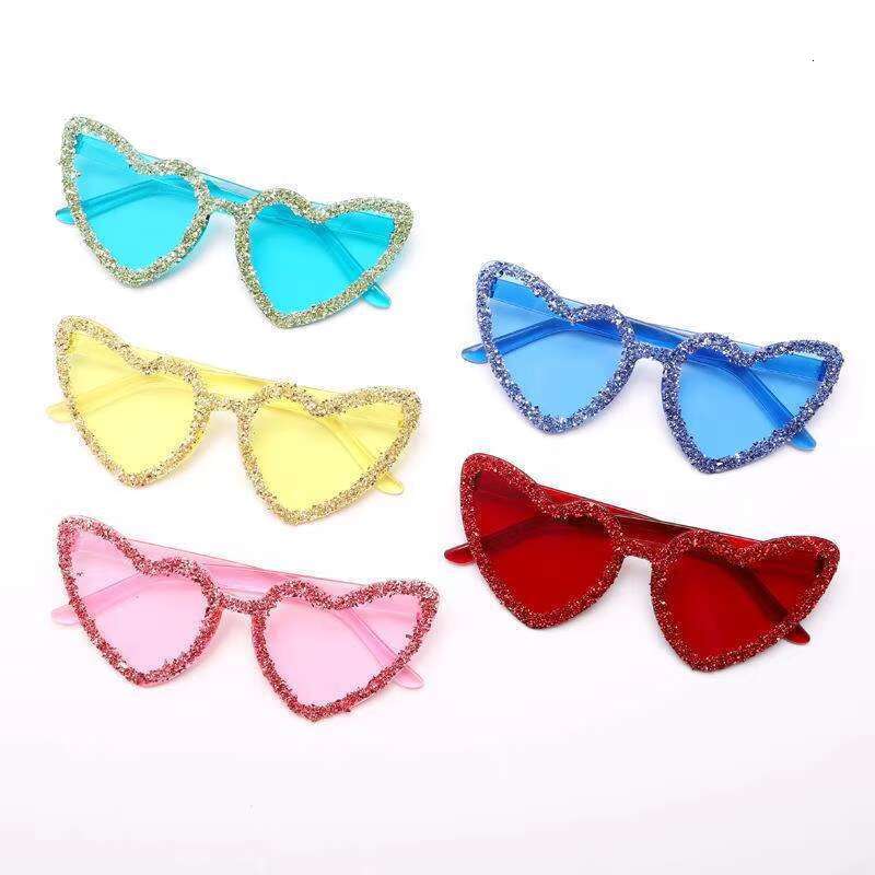 Candy Color Trendy Rhie Sunglasses Integrated Heart Shaped Dia Shades Glasses