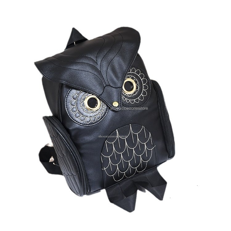 Designer 2025 New Women's PU Personalized Owl Shaped Korean Fashion Travel Bag Female Student Backpack