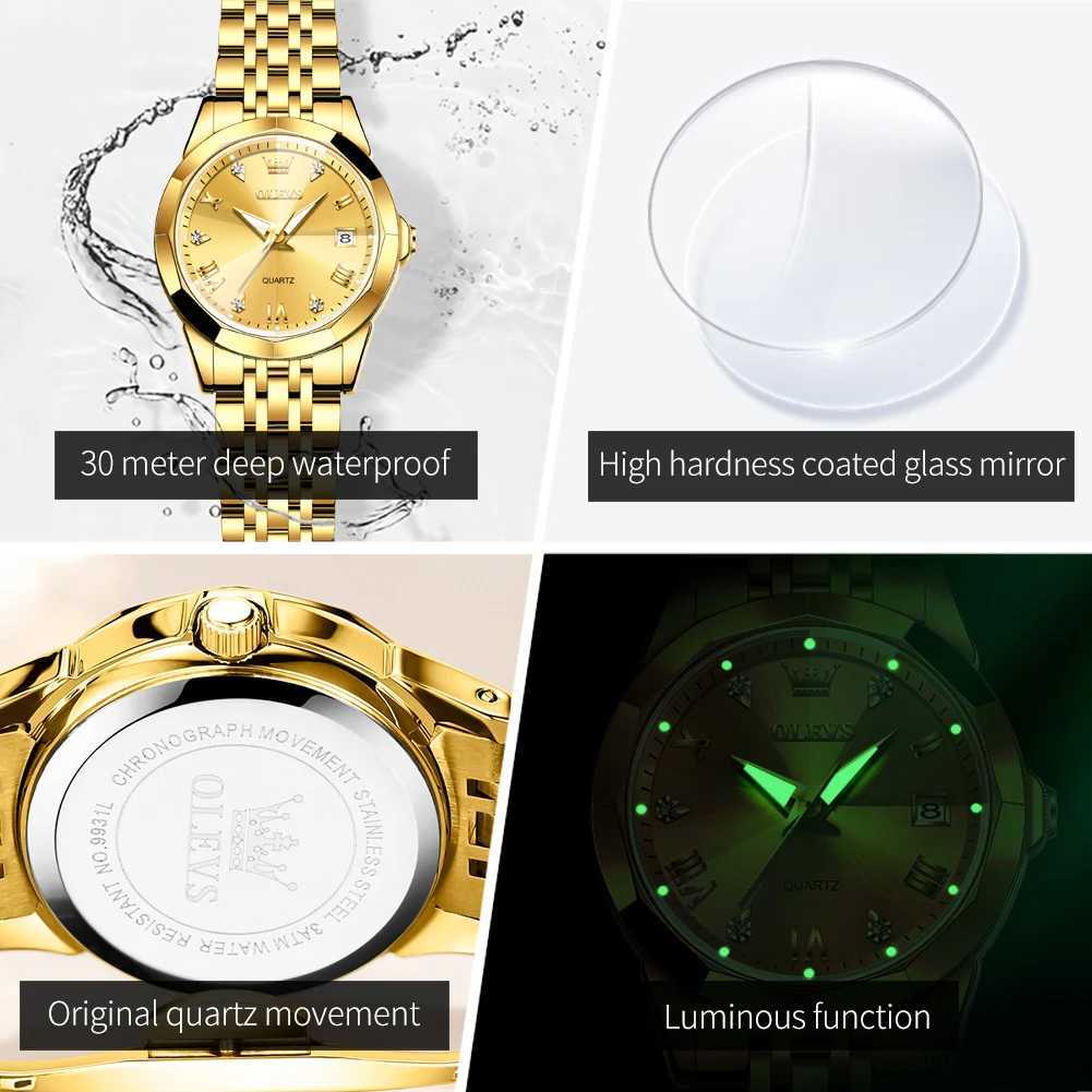 OLEVS Fashion Gold Womens Watch Stainless Steel Waterproof Womens Watch Elegant Original Luxury Womens Watch Quartz WatchT250408
