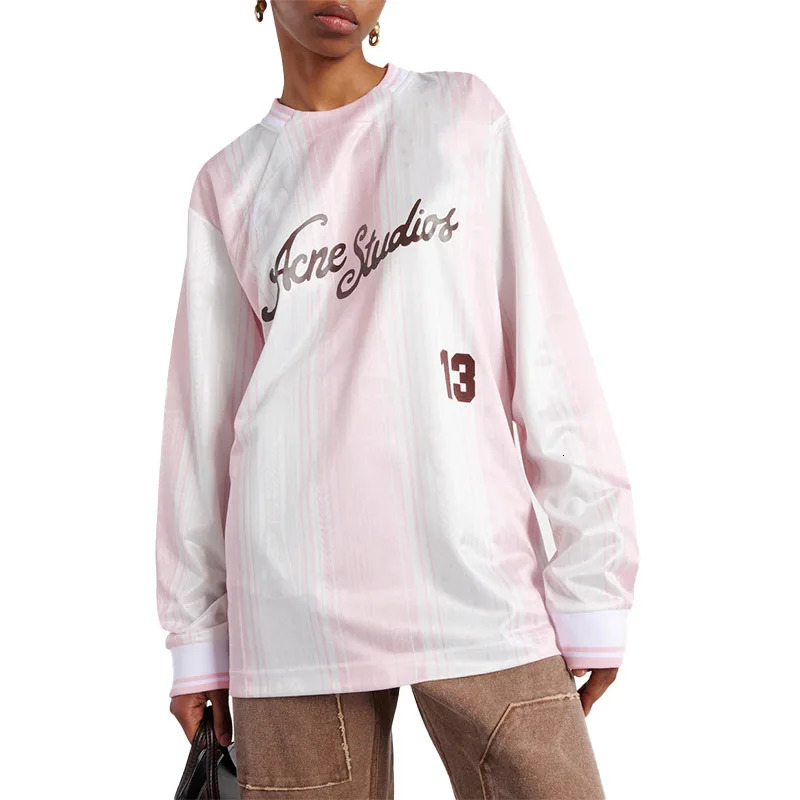 Spring Womens Loose Sports Street Ins Long Sleeve Tshirt Letter Printed Casual White y2k 250407
