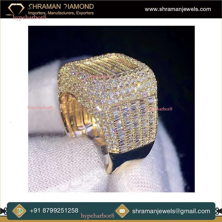 High quality eye-catching luxury VVS1 DEF color 5.14 CTS and 15.44g chilled long stick men's ring