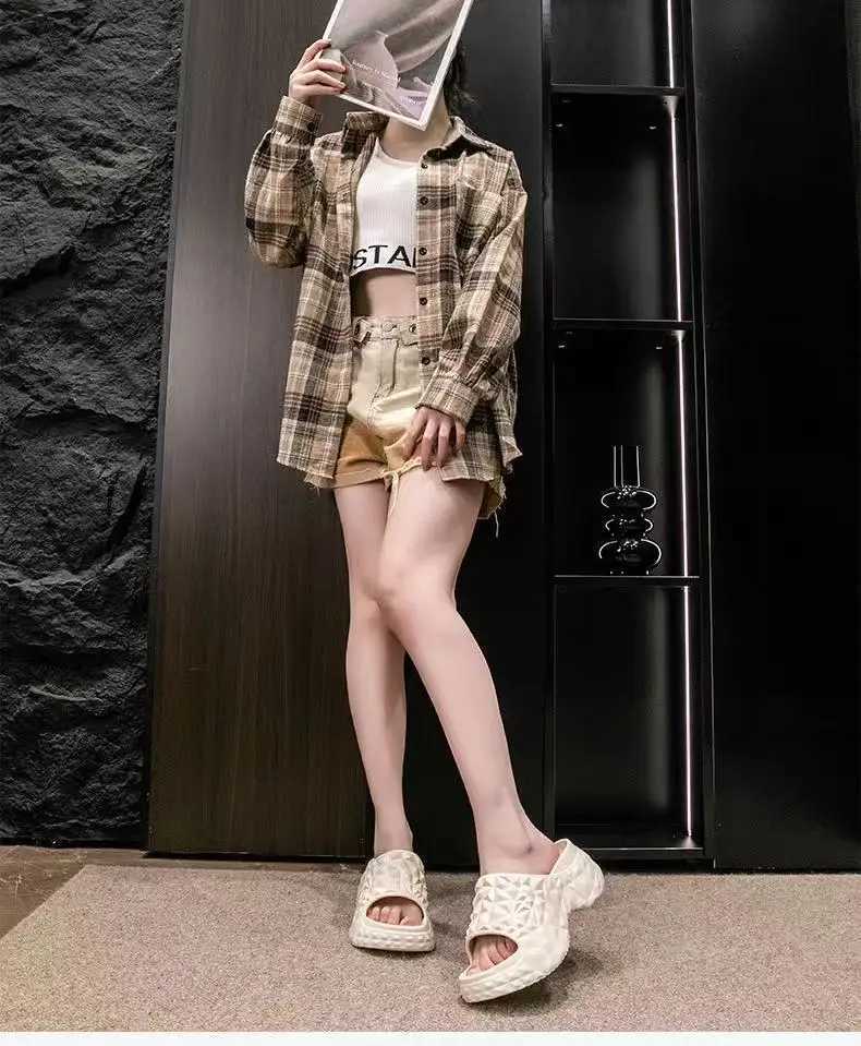 7cm high platform summer EVA slippers for women comfortable thick soled sandals for couples outdoor beach soft cloud EVA flip coverXJ250407