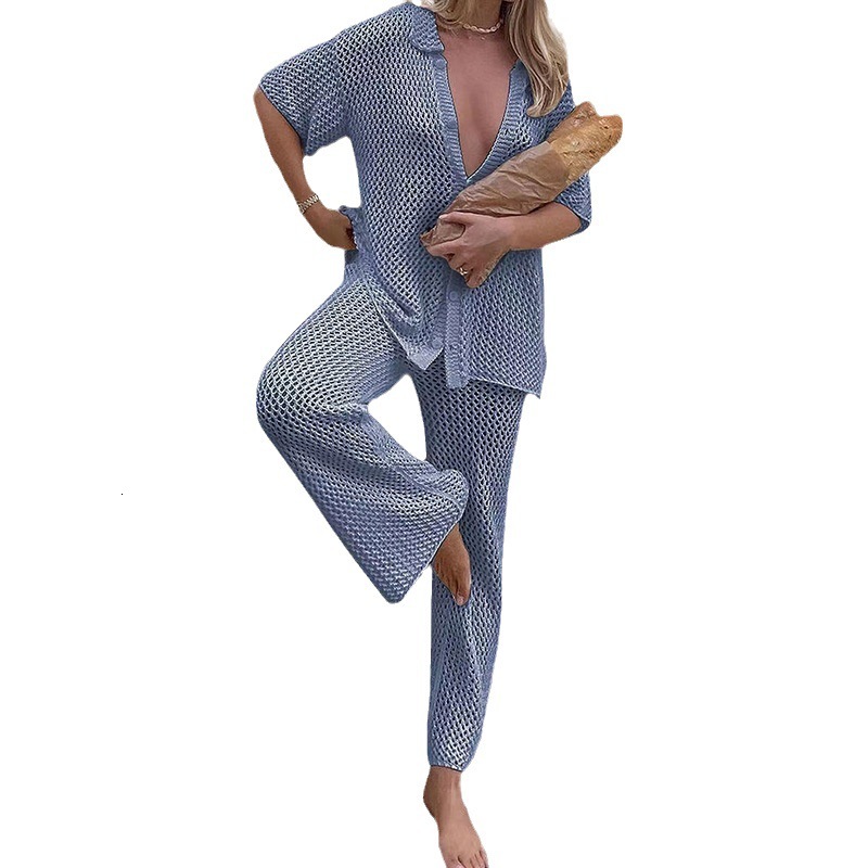 2025 Crossover Fashion Comfortable Mesh Nail Buckle Autumn Woolen Pants Short Sleeves Womens Dresses