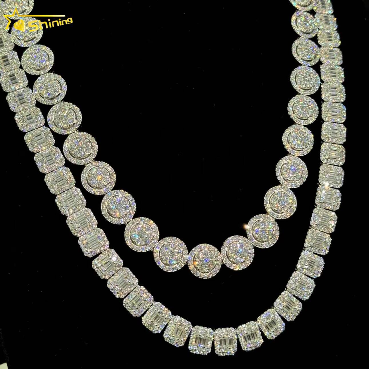 Pass Diamond Tester 10mm Chain Iced Out baguette Custom 925 Sterling Silver Hip Hop VVS Moissanite Tennis Chain