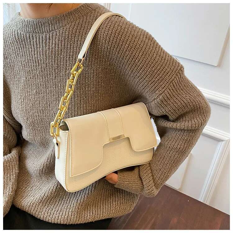 New Designer Bag For Women Fashionable High-end Outdoor Acrylic Chain Shoulder Bag Women's Handbag Casual Solid Color Leather Women's Armpit