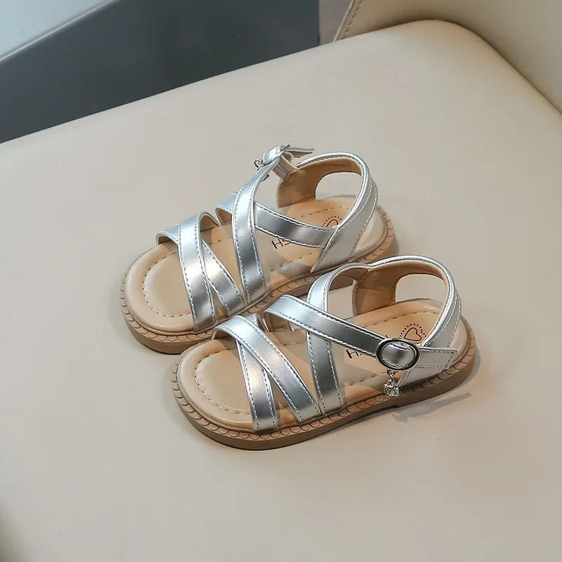 2025 Summer Childrens Sandals Kids Roman Beach Shoes Fashion Kids Girl Causal Stylish Beach Experience Sweet Roman Sandals 250407