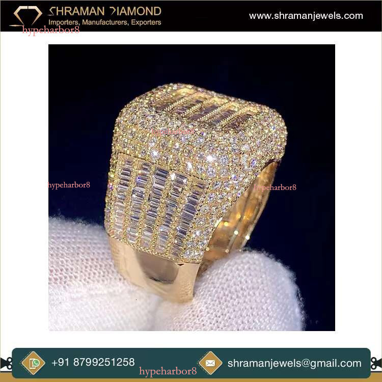 High quality eye-catching luxury VVS1 DEF color 5.14 CTS and 15.44g chilled long stick men's ring
