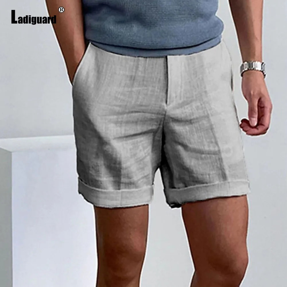 White Navy Cotton Linen Shorts Men Fashion Zipper Pocket Short Pants Male Streetwear Stylish simplicity Casual Beach Shorts 250407