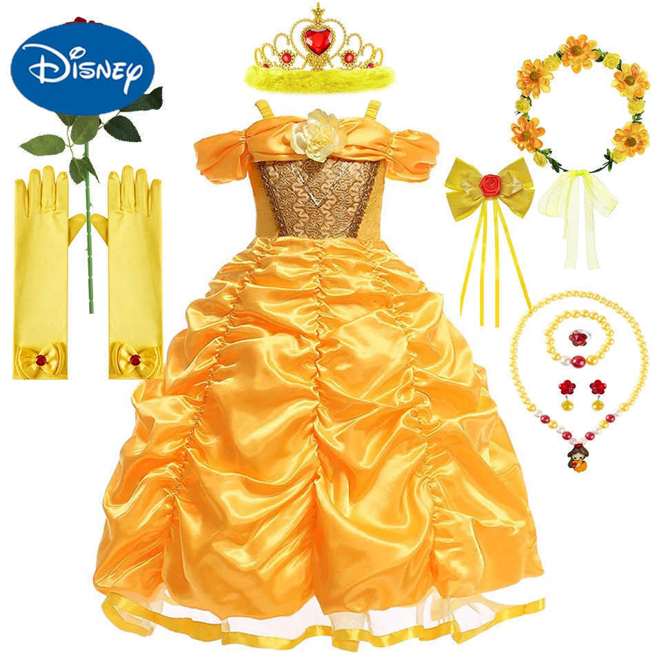Disney Luxury beauty princess dress girl cartoon movie role-playing costume lace sequins sheer frog childrens birthday surprise gift X250408