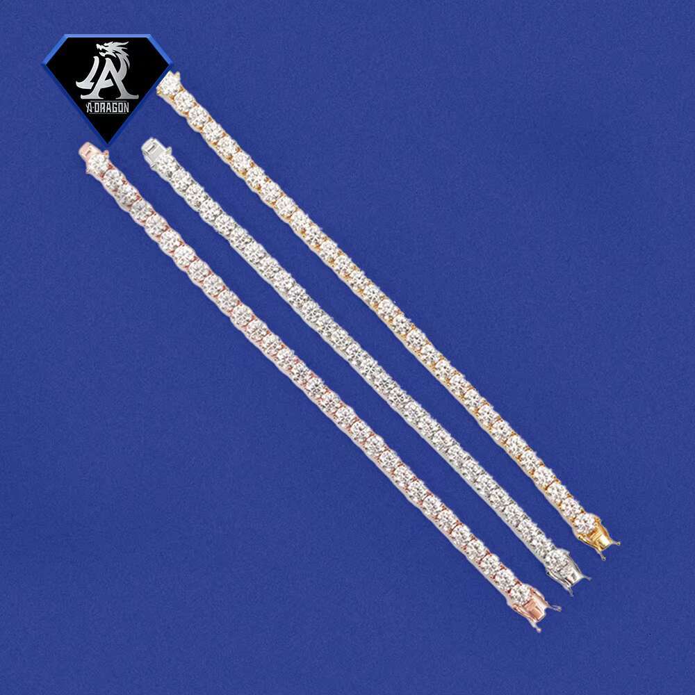 New Arrival S925 Sterling Silver D Color Super Sparkling Moissanite Tennis Necklace 6.5mm Luxury Pass Diamond Tester