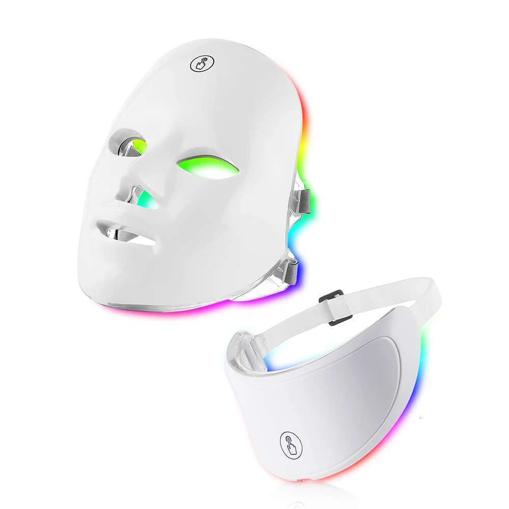 7 Colors Led Facial With Neck Red Light Therapy Mask For Skin Tightening Lifting Anti-Aging Bio-Light Beauty Whitening Home