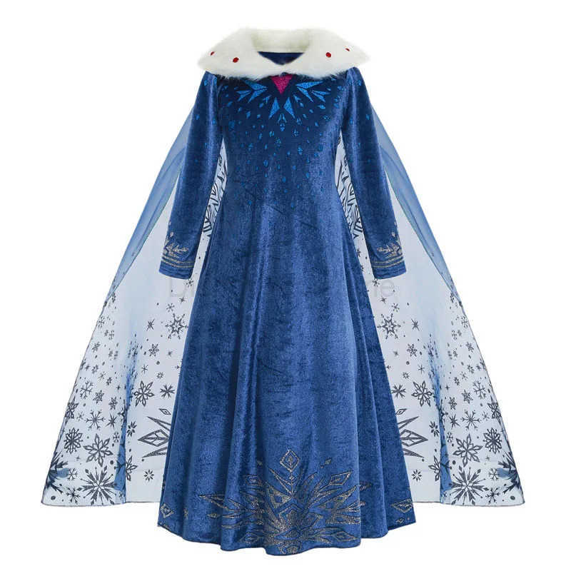 Disney Children Halloween Snow Queen Elsa Princess Dress Winter Girls Frozen Costume Carnival Birthday Party Dress Kids Outfit Clothes X250408