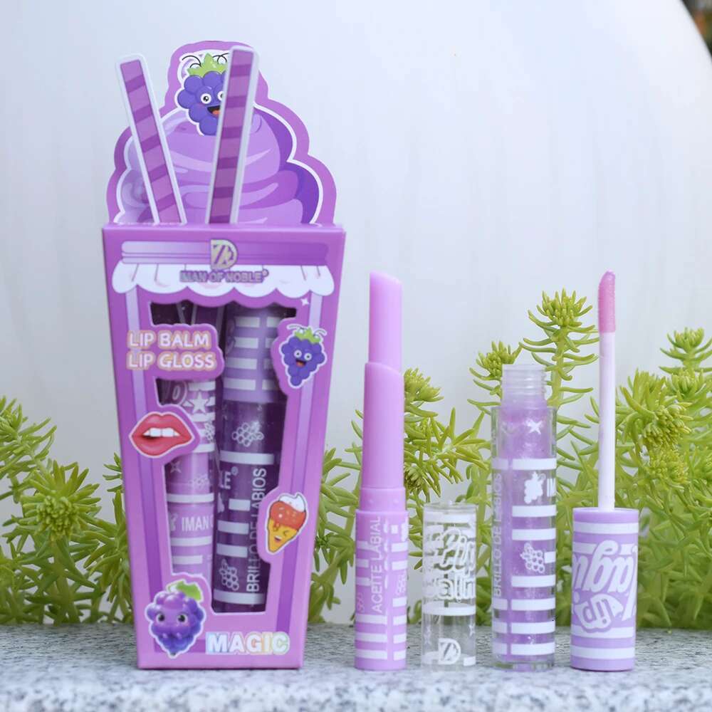 Cute Cartoon Shiny Oil Set Lip Gloss Girls Woman Waterproof Longlasting Natural Moisturizing Lips Makeup