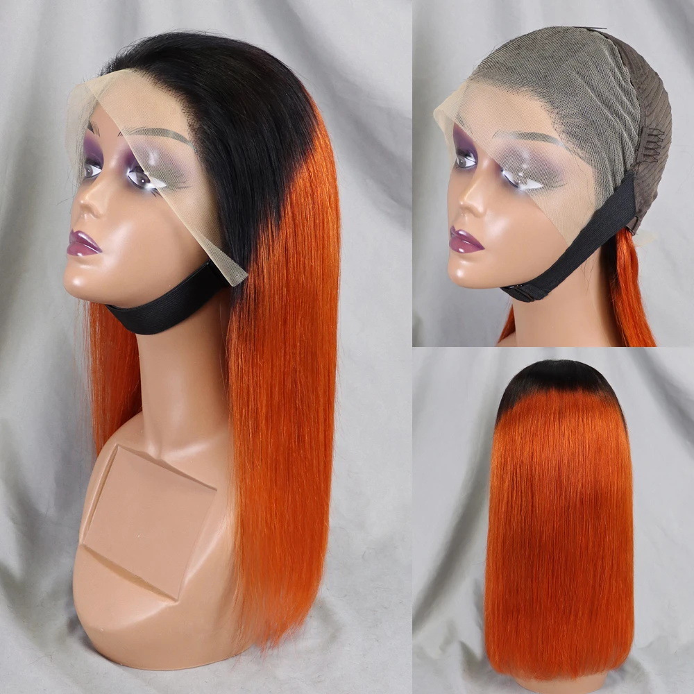 Bone Straight Lace Frontal Wig Short Bob 1B/350 Human Hair
