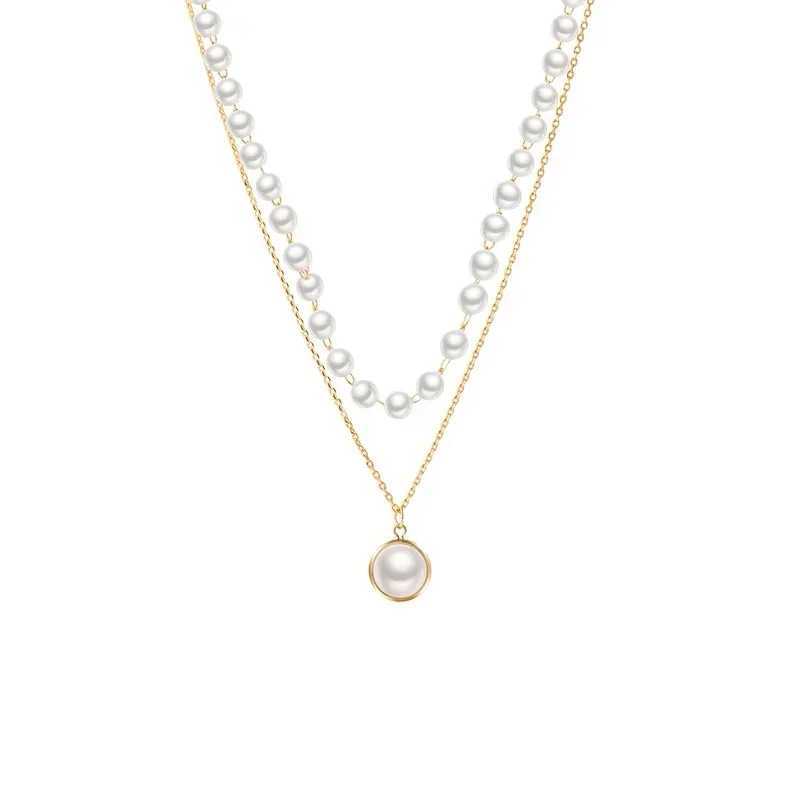 Beads Womens Neck Chain Kpop Pearl Choker Necklace Gold Color Goth Chocker Jewelry Pendant Necklaces 2024 Collar for GirlC250407