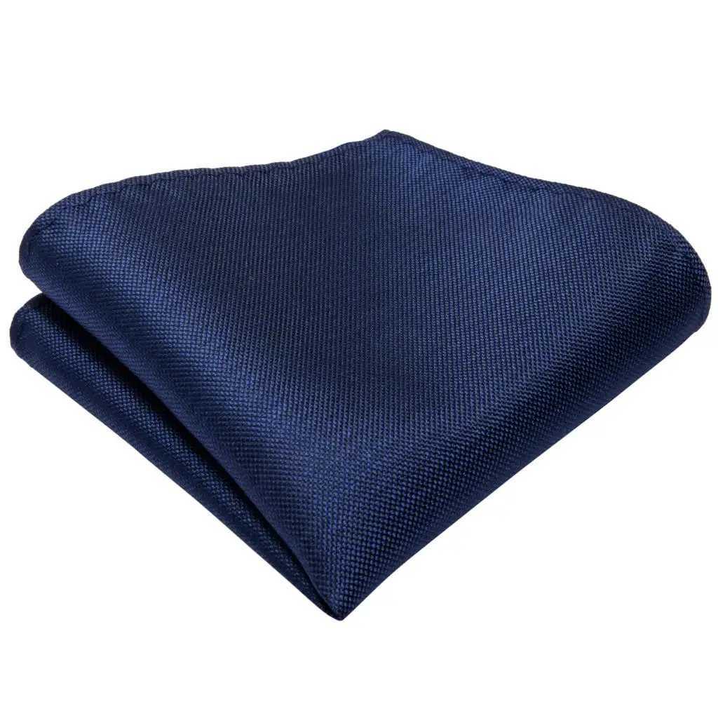 DiBanGu Top Navy Blue Solid Tie for Men 100% Silk Mens Tie Hanky Cufflinks Neck Tie Suit Business Wedding Party Tie Set MJ-7140 X250407