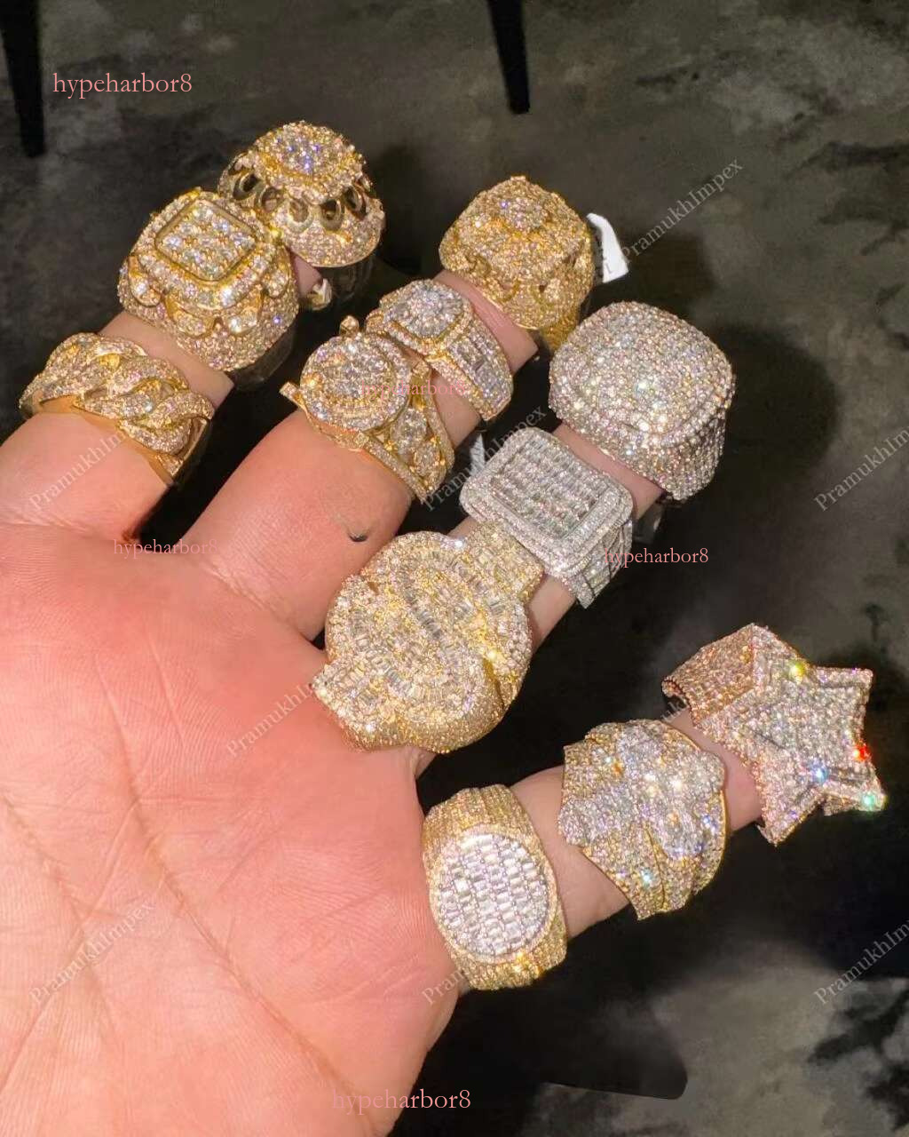 VVS Moissanite USD Logo Hip Hop Fully Iced Men's Exquisite Fashion Design Jewelry High Quality Ring