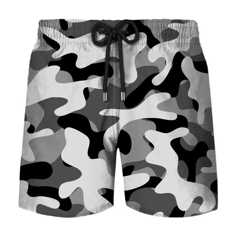 Camouflage graphic beach shorts mens 3D camouflage Gothic skull print swimming shorts Sohier Army veterans military fashion shortsXJ250407