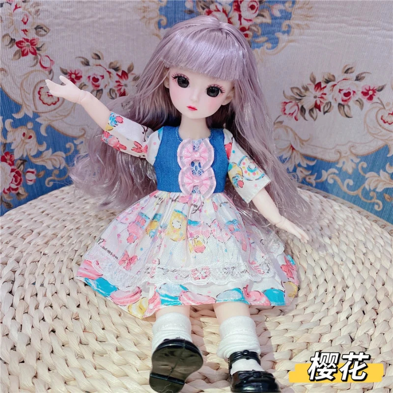 30cm Fat Doll 12 Moveable Joints 1/6 Girls Dress 3D Brown Eyes Toy with Clothes Shoes Girls Toys Children Gift 251107 - view 3