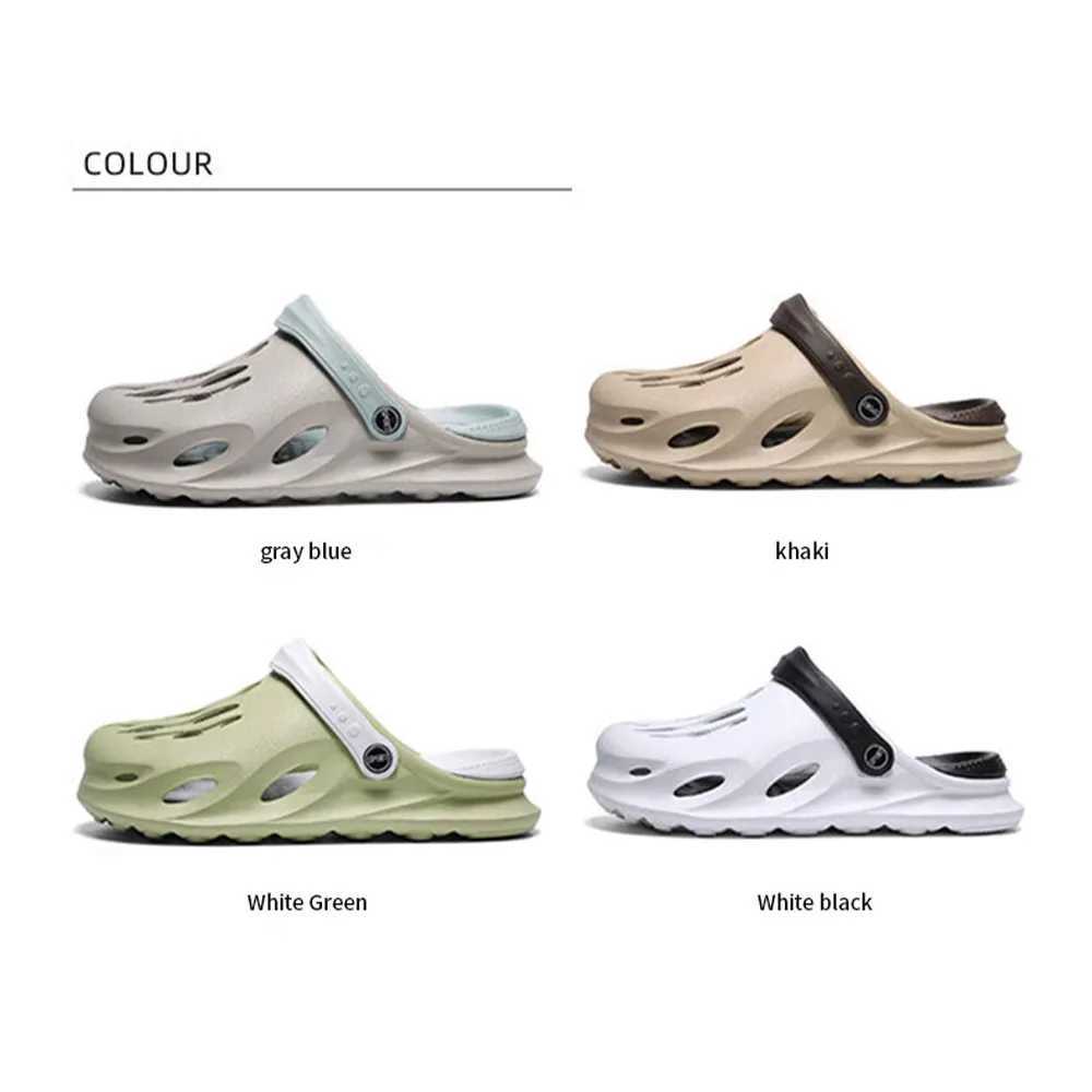 New Arrival Summer Mens Fashion Beach Sandals Clock Thick Bottom Sliding Waterproof Non slip Sandals Flip Soft EVA Perforated Shoes T250407