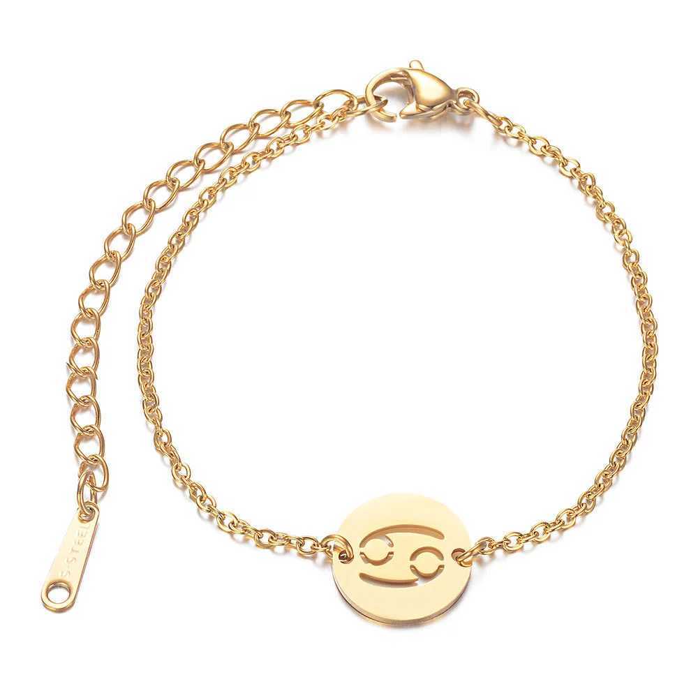 Cancer 12 Zodiac Sign Constellation Bracelet Gold Color Stainl Steel Hand Bracelets For Wen Jewelry Birtay Gifts 2022C250408